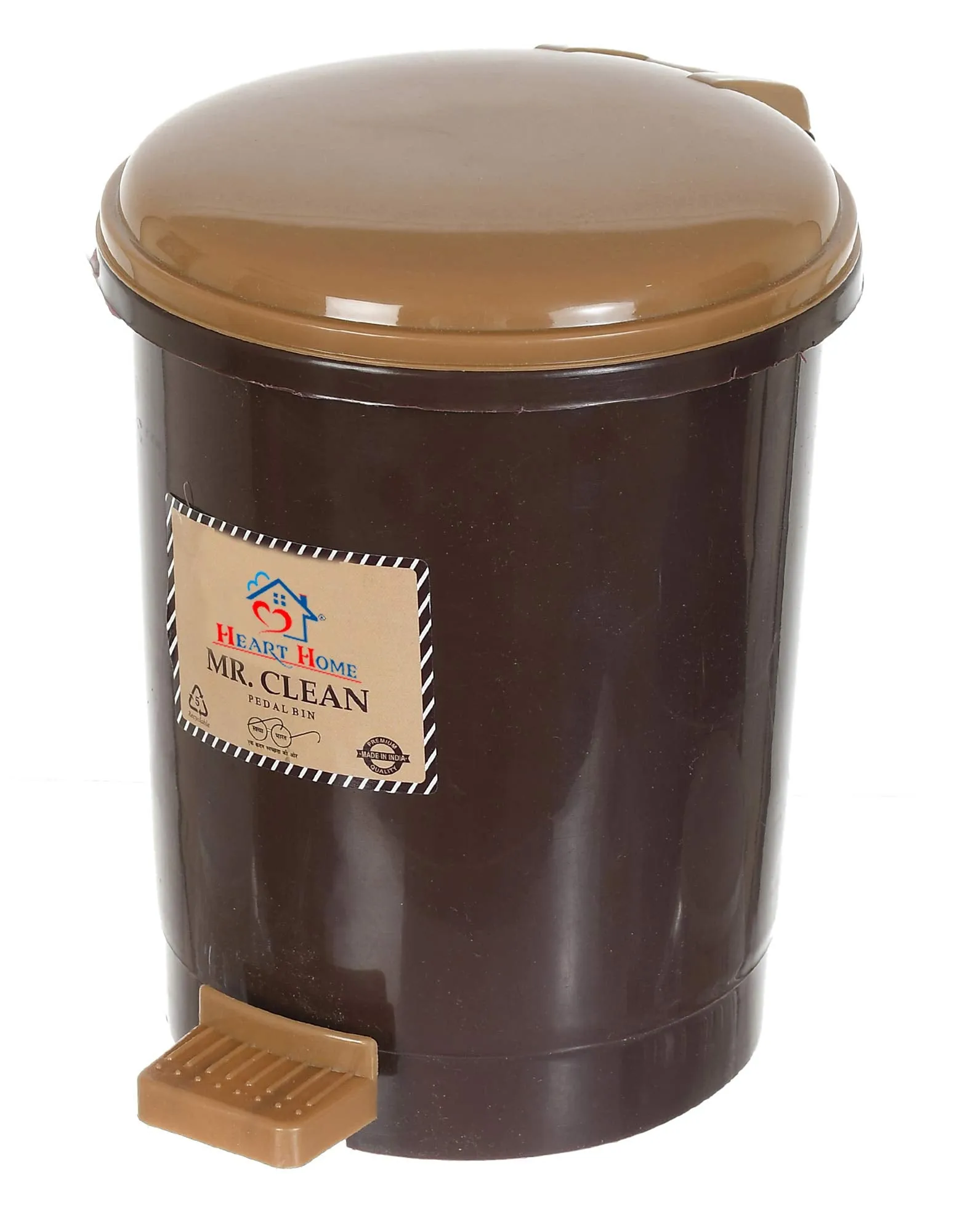 Heart Home Tiny Countertop Trash Bin, Mini Desktop Garbage Bin with Padal (Brown & Grey)-Pack of 2 (HS_36_HEARTH018547)