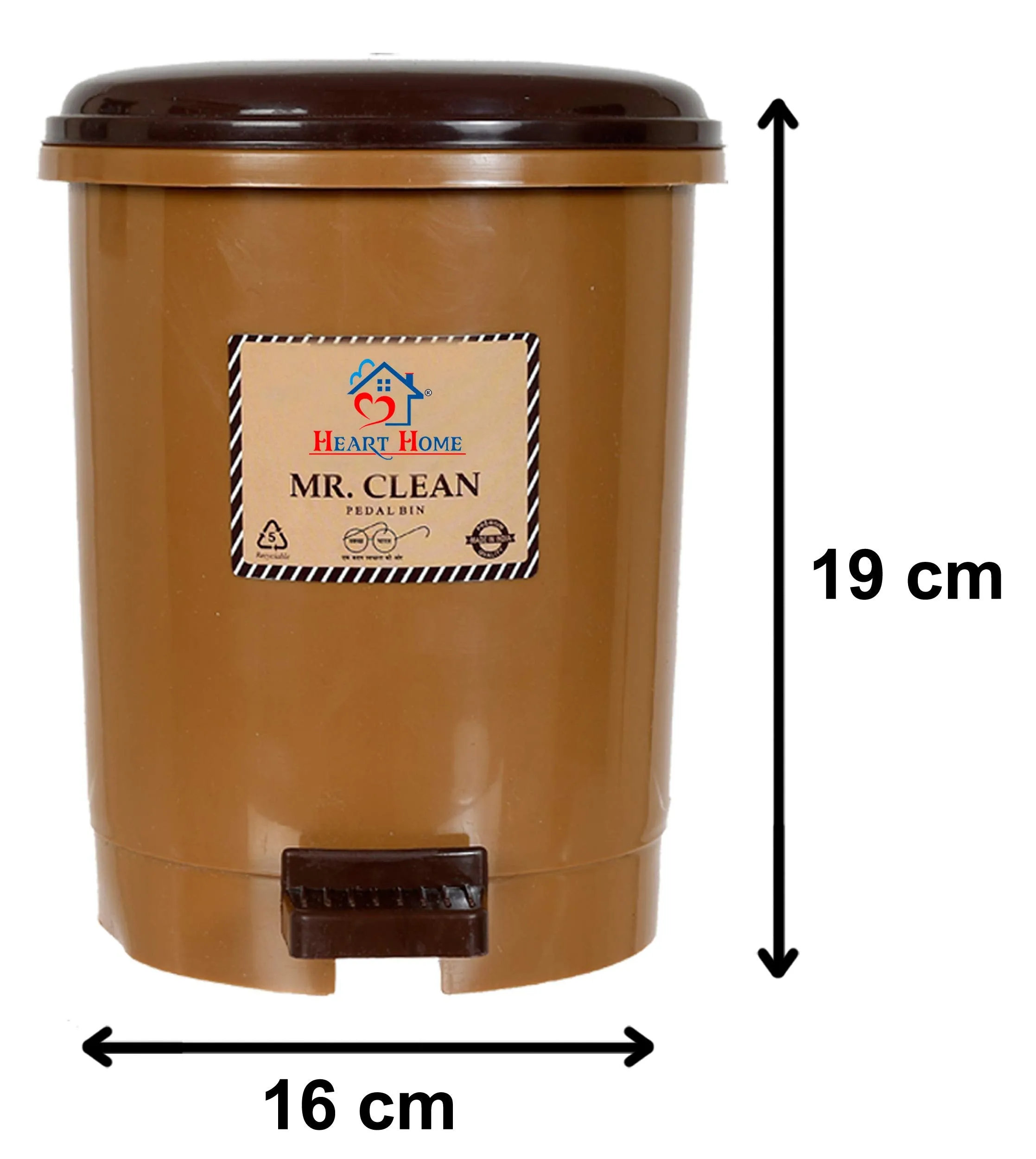 Heart Home Tiny Countertop Trash Bin, Mini Desktop Garbage Bin with Padal (Coffee)-Pack of 2