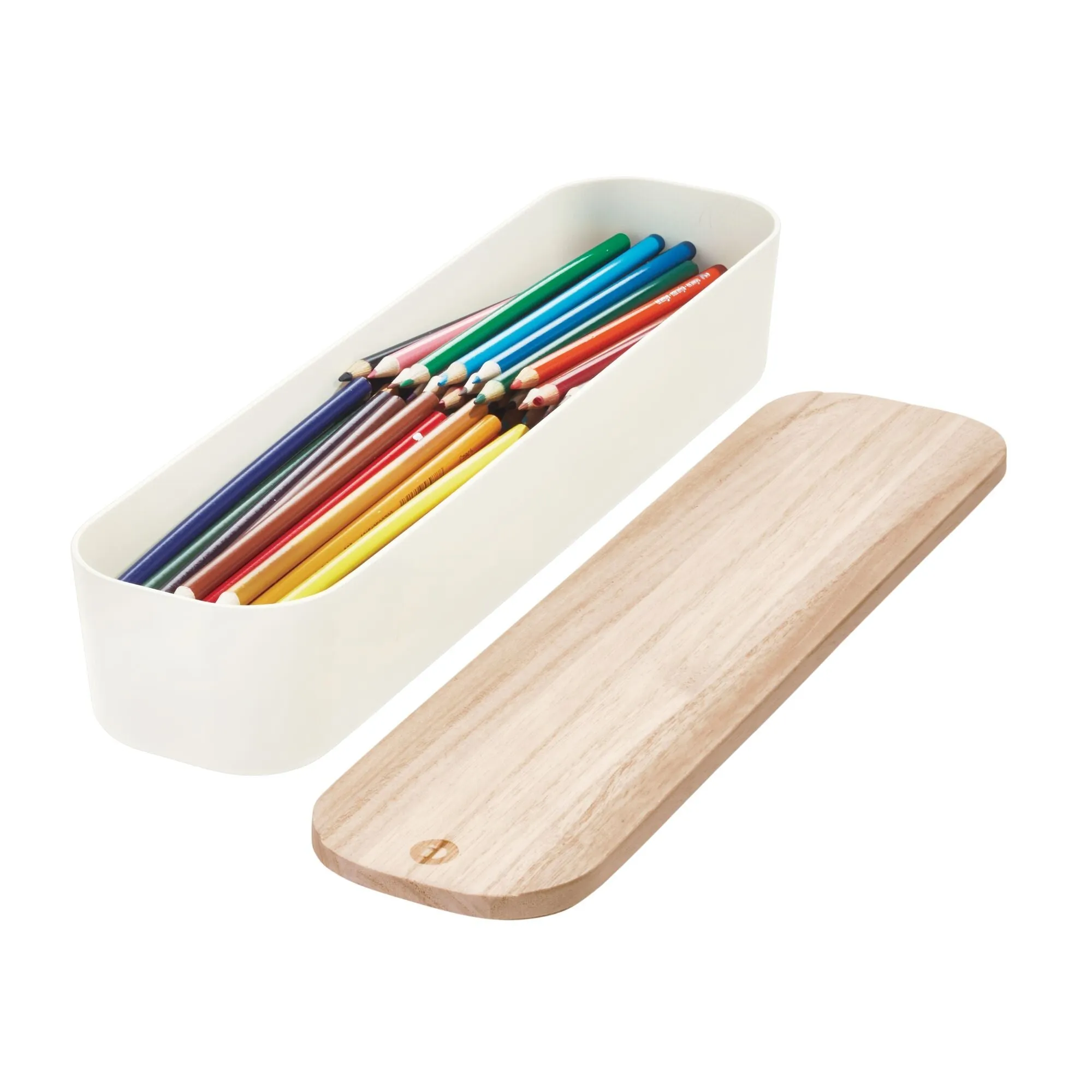 iDesign BPA-Free Compact Drawer Organizer Bin Paulownia Wood/Coconut