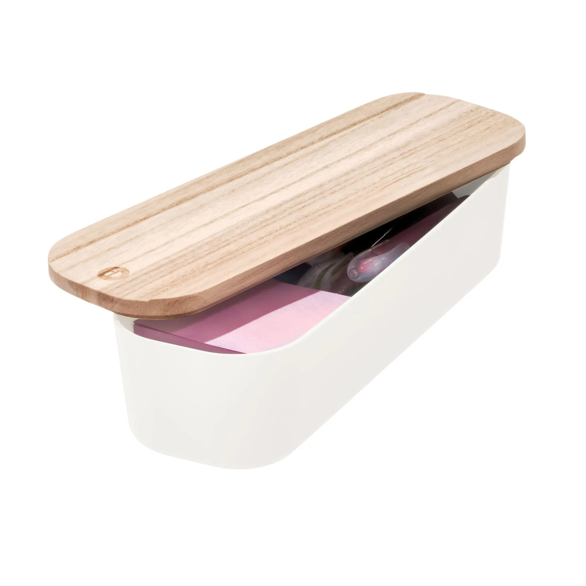 iDesign BPA-Free Compact Drawer Organizer Bin Paulownia Wood/Coconut