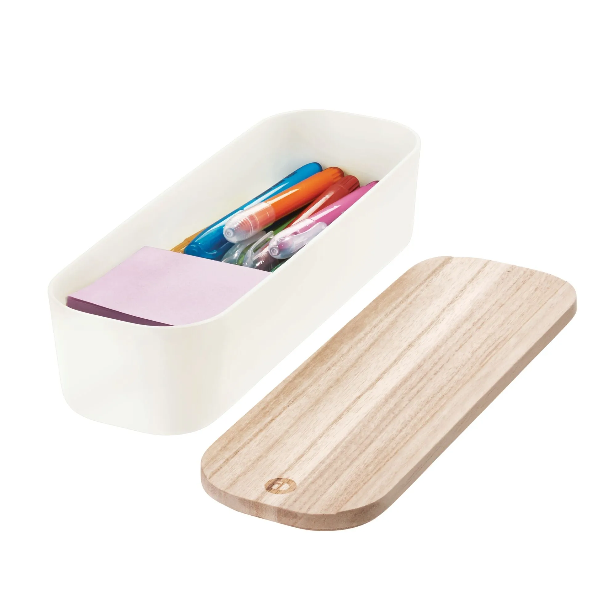 iDesign BPA-Free Compact Drawer Organizer Bin Paulownia Wood/Coconut