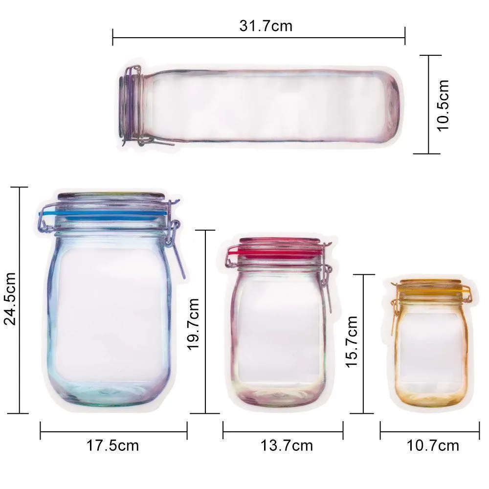 Jar Zipper Bags, set of 5