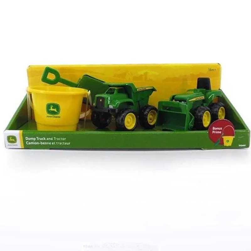 John Deere Tractor & Dump Truck with Bucket - 2 Pack