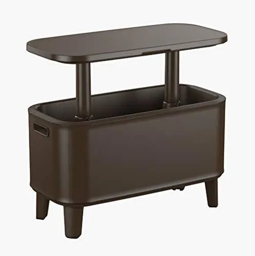 Keter Breeze Bar Outdoor Patio Furniture and Hot Tub Side Table with 17 Gallon Beer and Wine Cooler, Espresso Brown