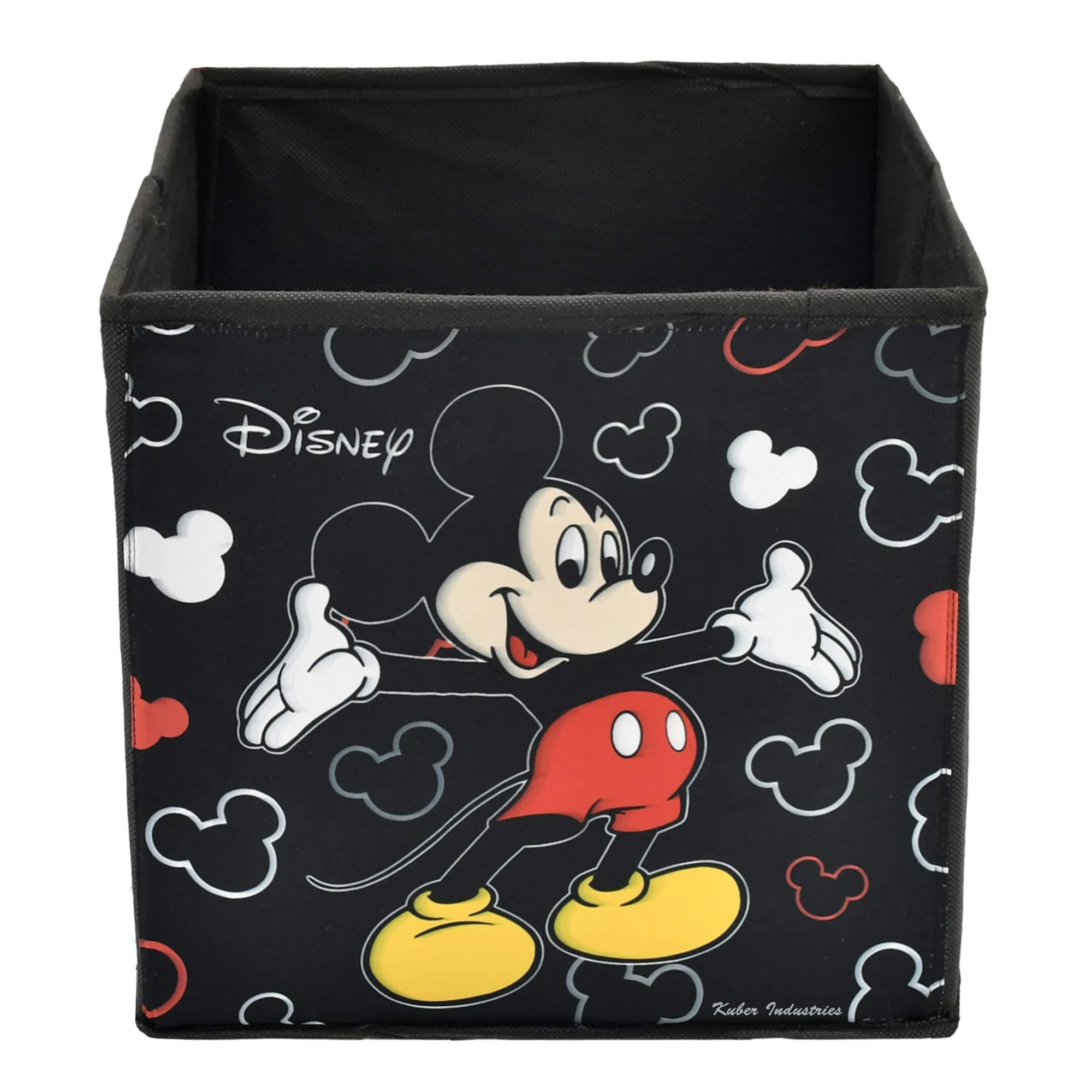 Kuber Industries Disney Print Non Woven Fabric 2 Pieces Foldable Large Size Cloth Storage Box Toy, Books Wardrobe Organizer Cube with Handle (Black and Pink)