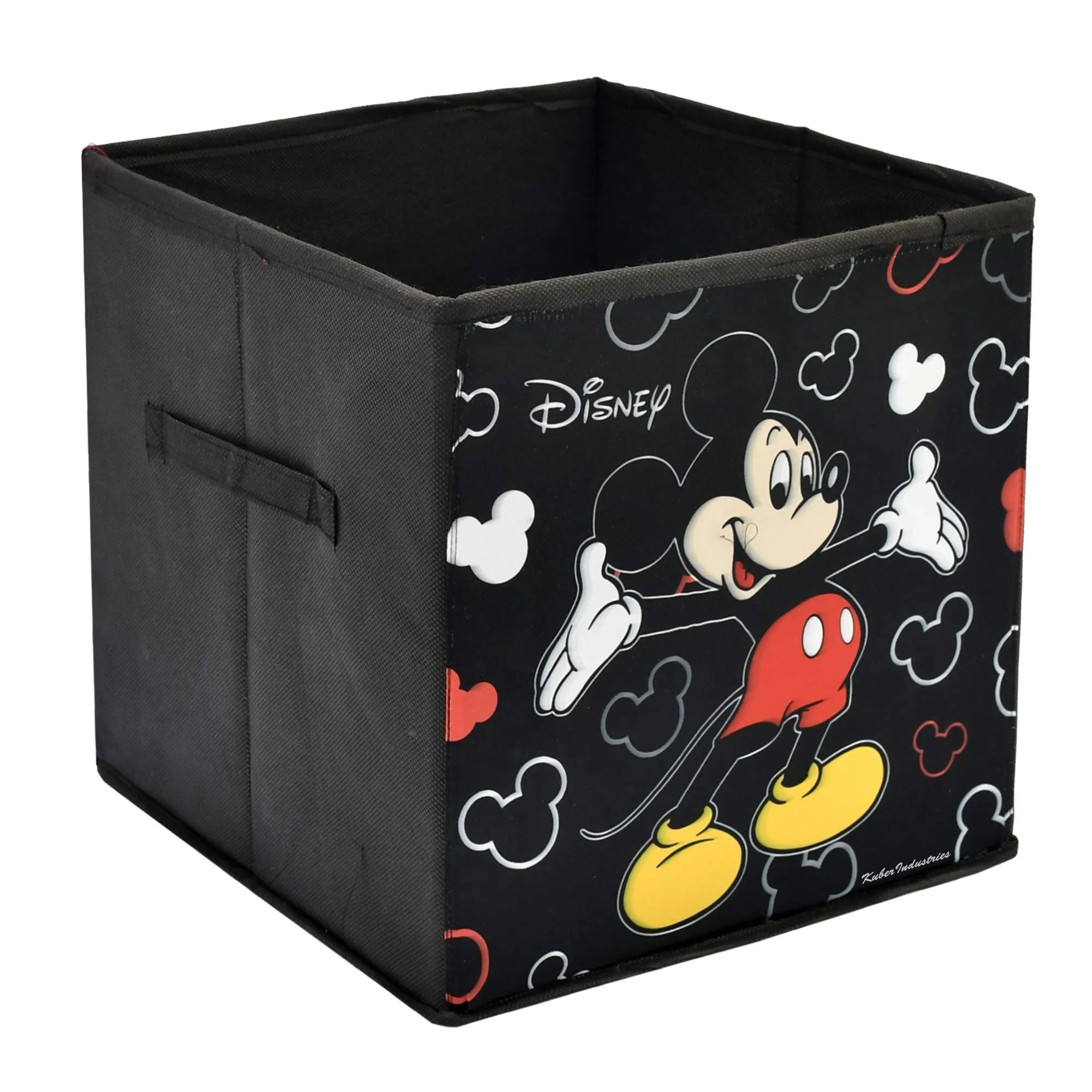 Kuber Industries Disney Print Non Woven Fabric 2 Pieces Foldable Large Size Cloth Storage Box Toy, Books Wardrobe Organizer Cube with Handle (Black and Pink)