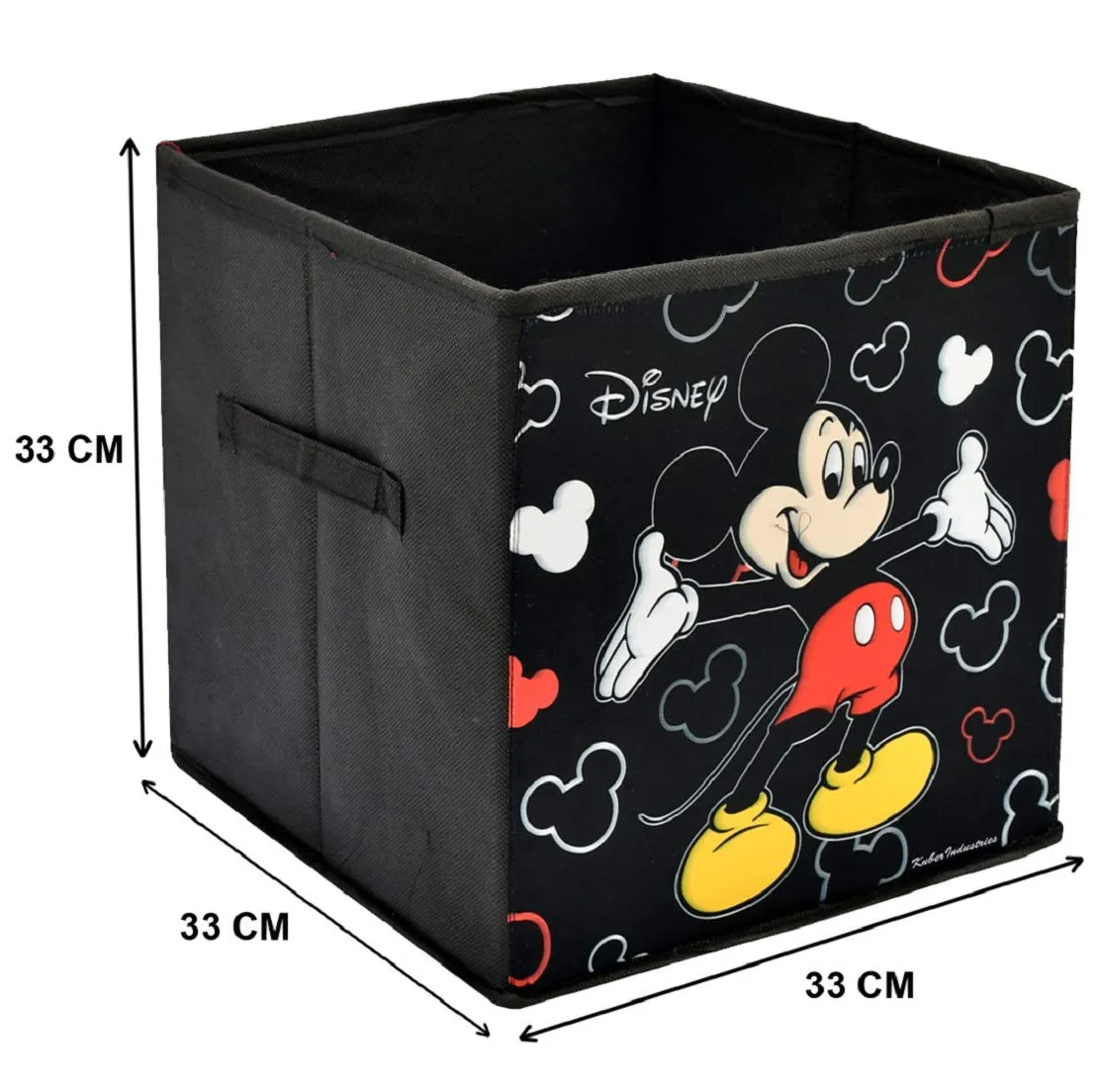 Kuber Industries Disney Print Non Woven Fabric 2 Pieces Foldable Large Size Cloth Storage Box Toy, Books Wardrobe Organizer Cube with Handle (Black and Pink)