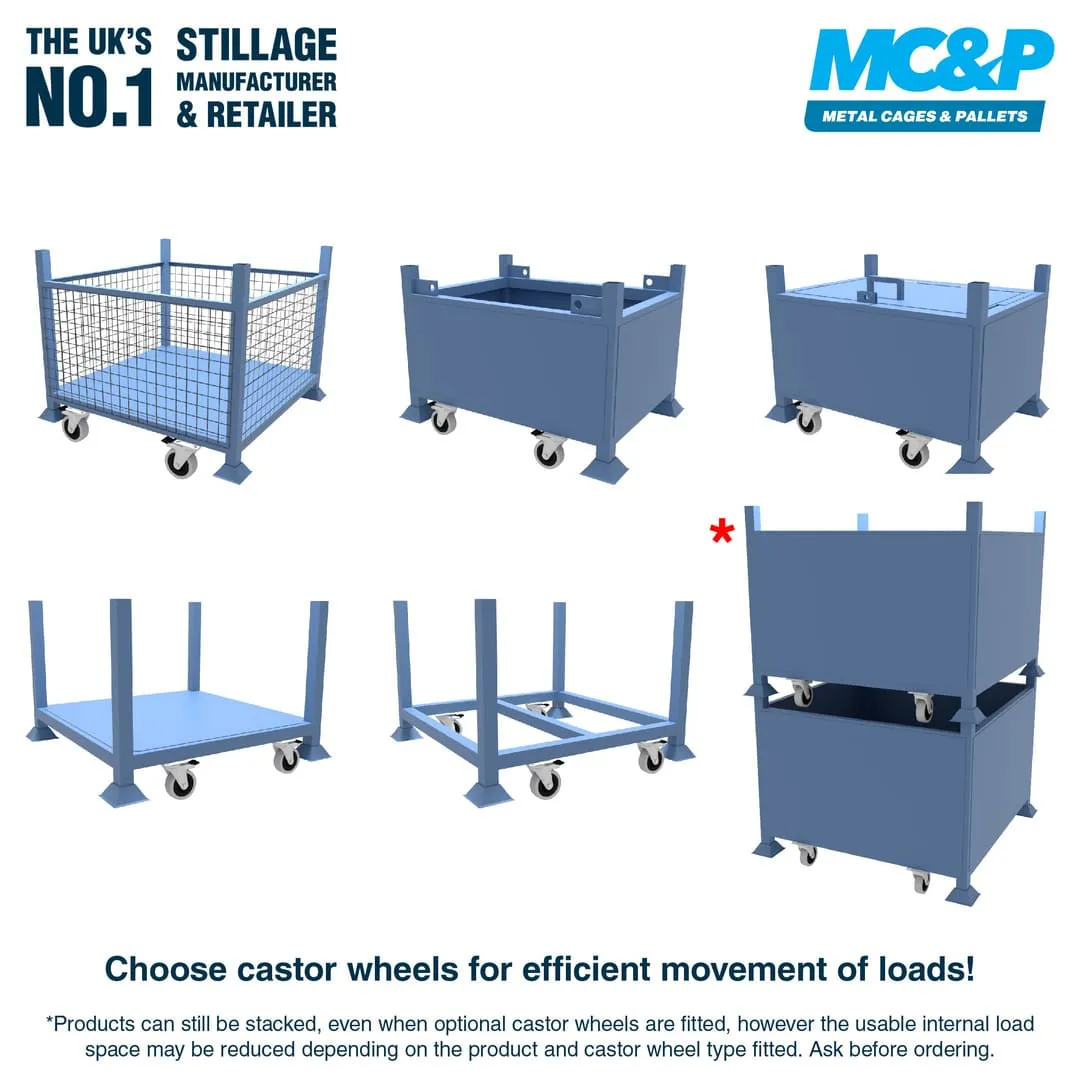 Large Mesh Stillage Storage Cage (Open Front & Solid Base)