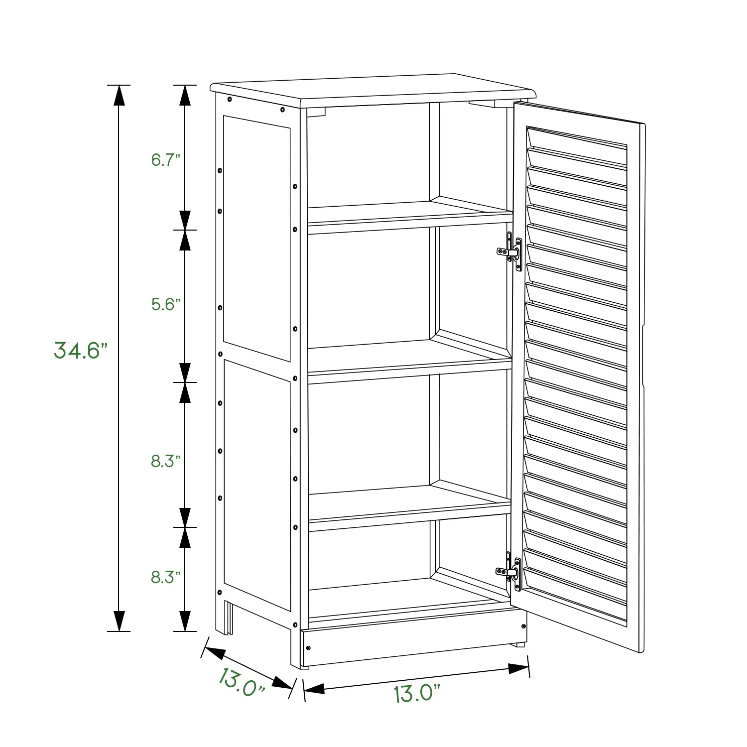 Louver Panel Shoe Cabinet - 13" - Natural