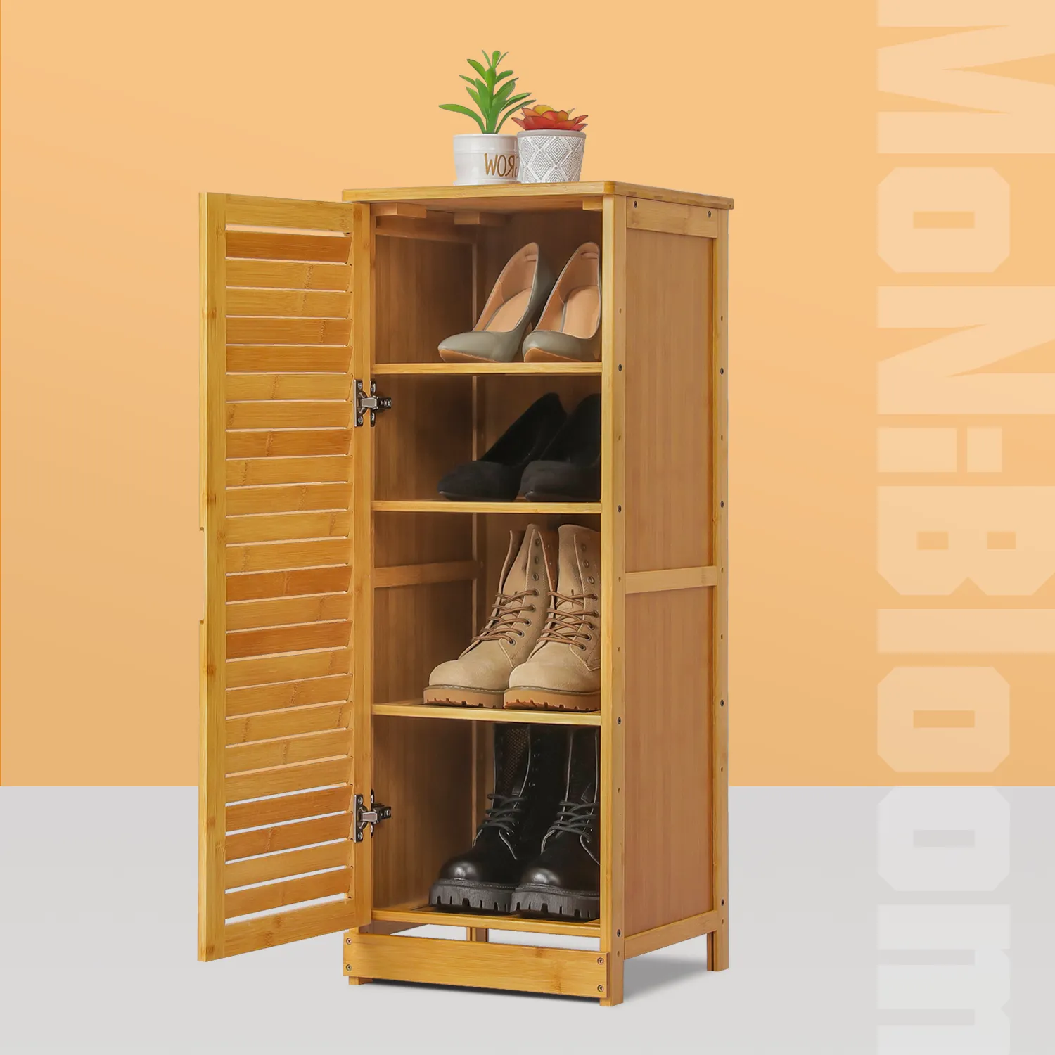 Louver Panel Shoe Cabinet - 13" - Natural