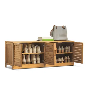 Louver Panel Shoe Changing Cabinet - 52" - Natural