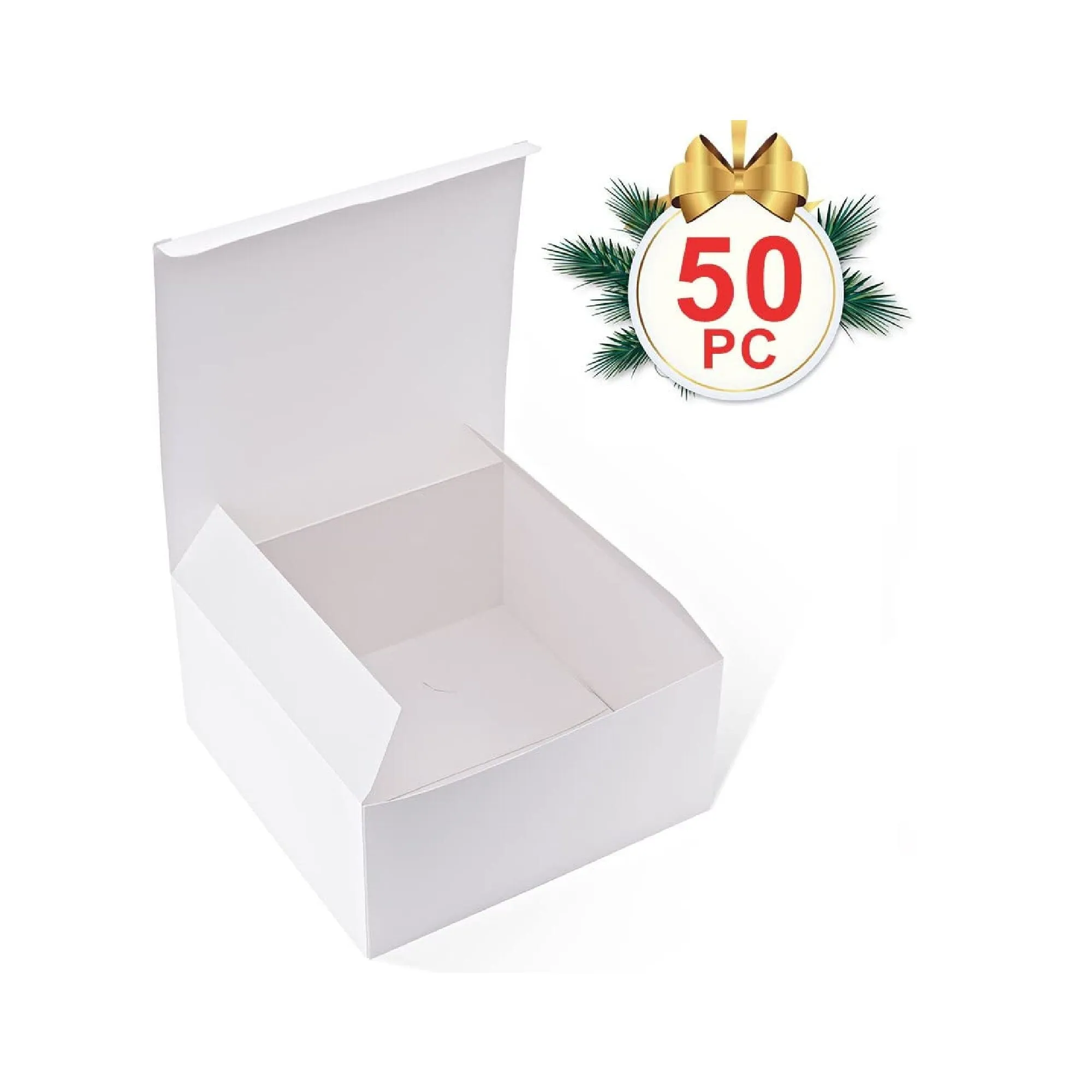 Mesha 8x8x4 Inches White Gift Boxes Bulk | 50 Pcs Gift Boxes with Lids | Bridesmaid Proposal Box | Groomsmen Proposal | Gift Boxes