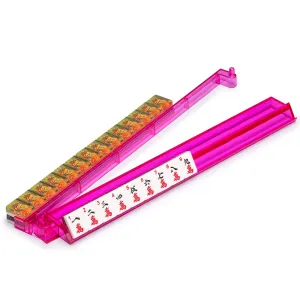 Modern Mahjong Racks with Built-in Pushers - Pink - Set of 4