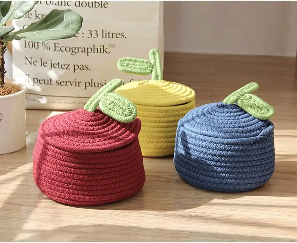 Most Viral Basket Woven With Cotton Rope (Red)