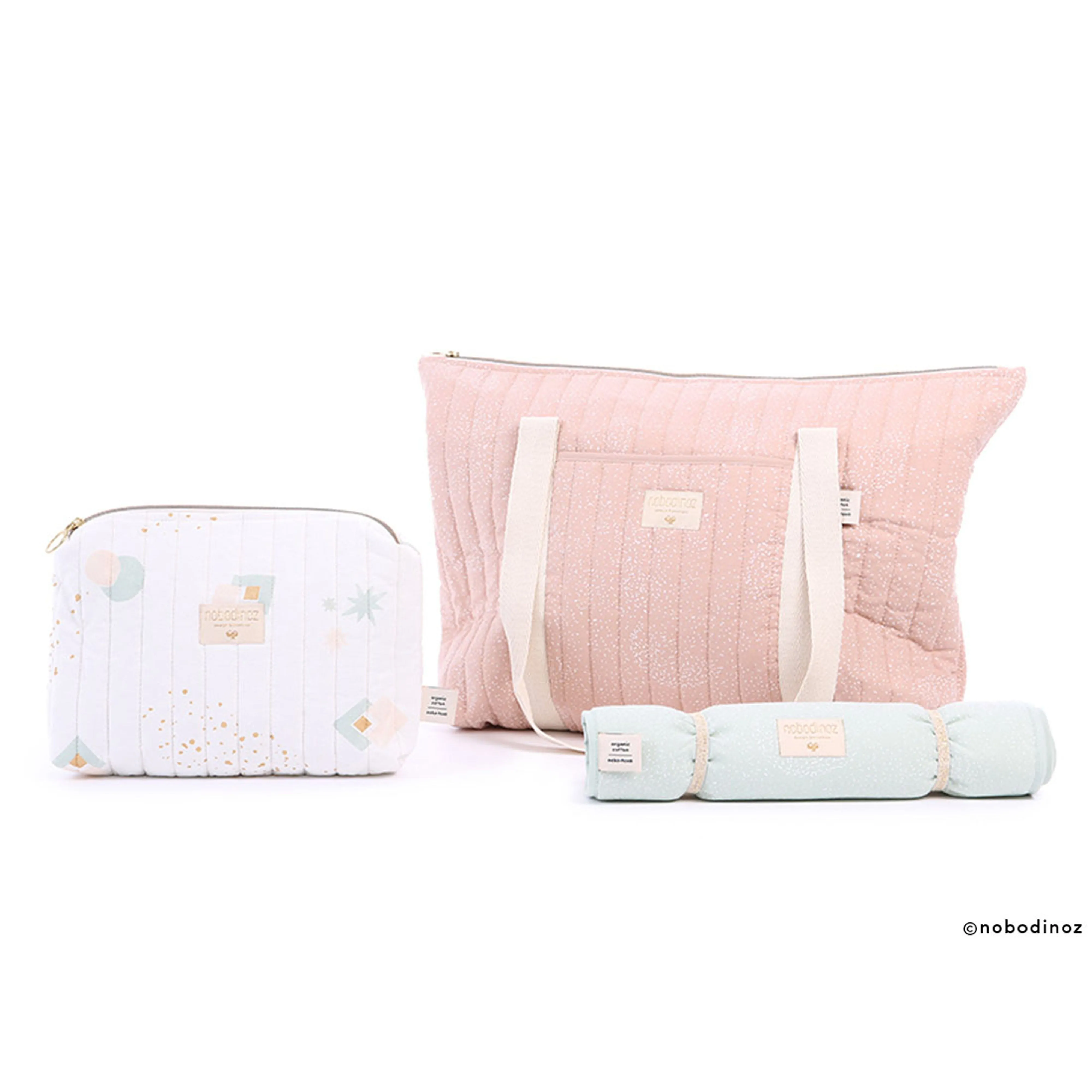 nobodinoz Paris Maternity Bag White Bubble/ Misty Pink