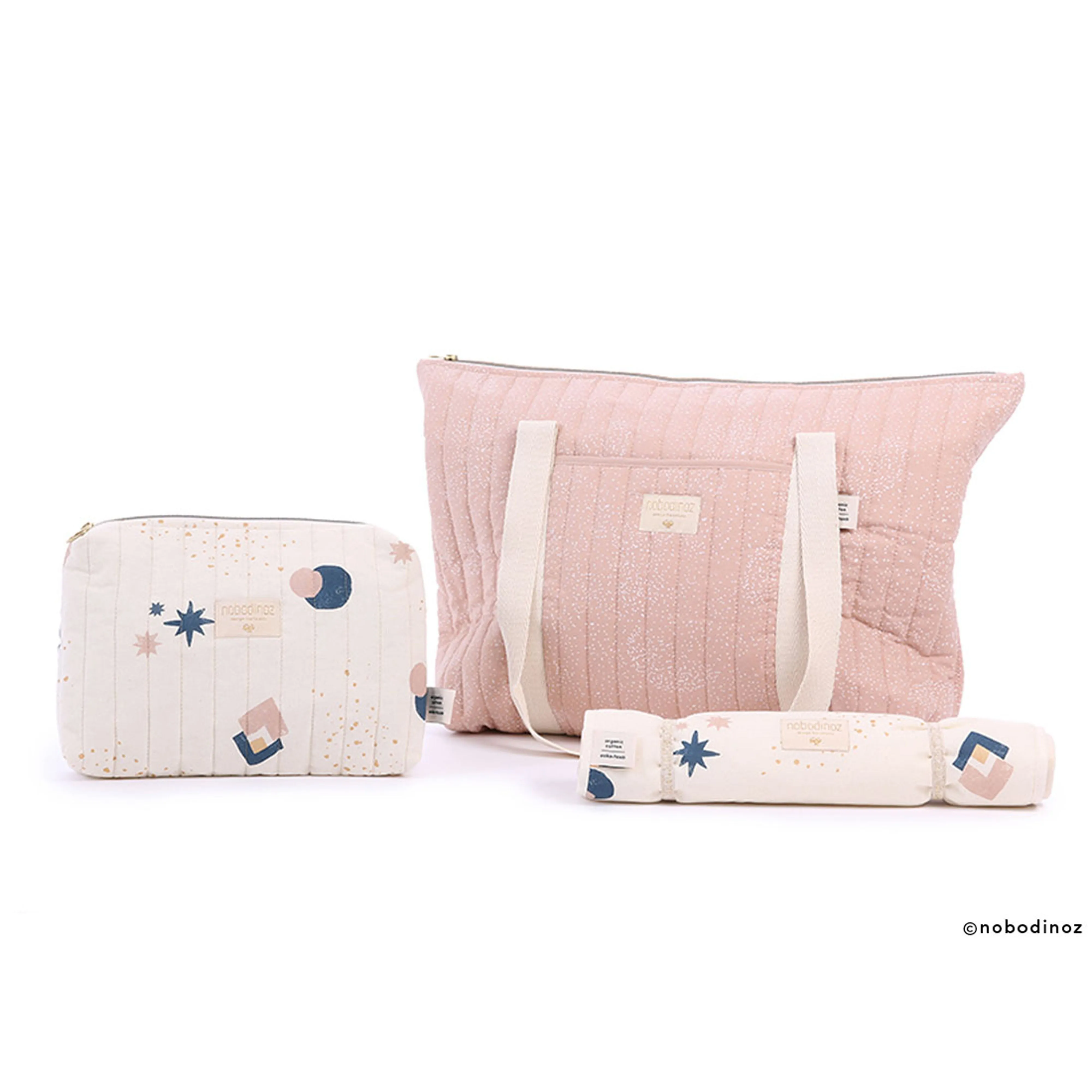 nobodinoz Paris Maternity Bag White Bubble/ Misty Pink