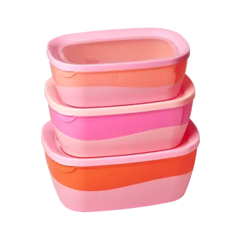 Pink/Orange Rectangular Food Boxes (Set of 3)