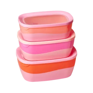 Pink/Orange Rectangular Food Boxes (Set of 3)