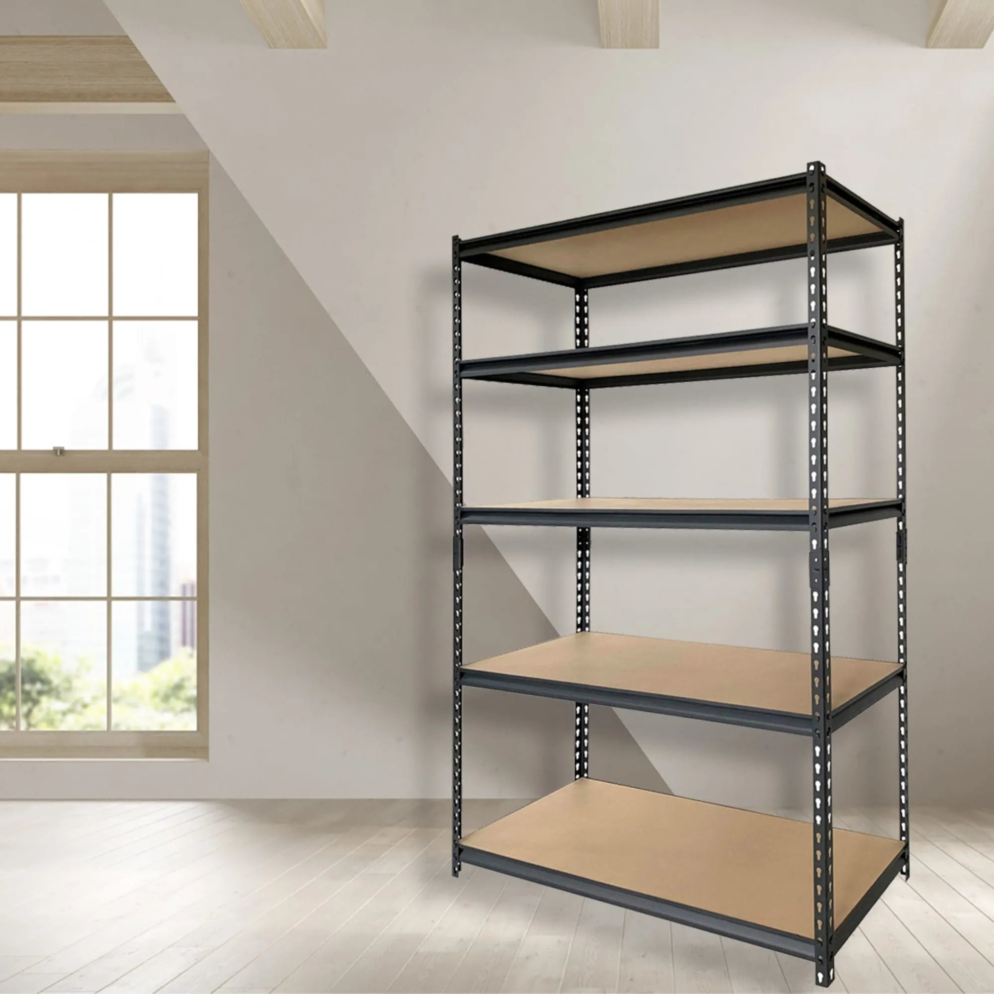 Quick Assembly 5 Tier Heavy Duty Shelf, (47" x 72"), Black