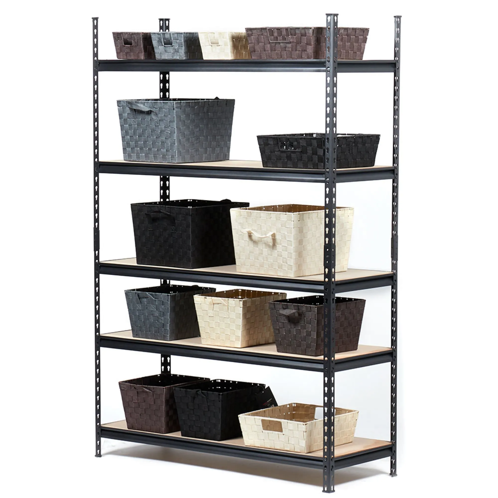 Quick Assembly 5 Tier Heavy Duty Shelf, (47" x 72"), Black