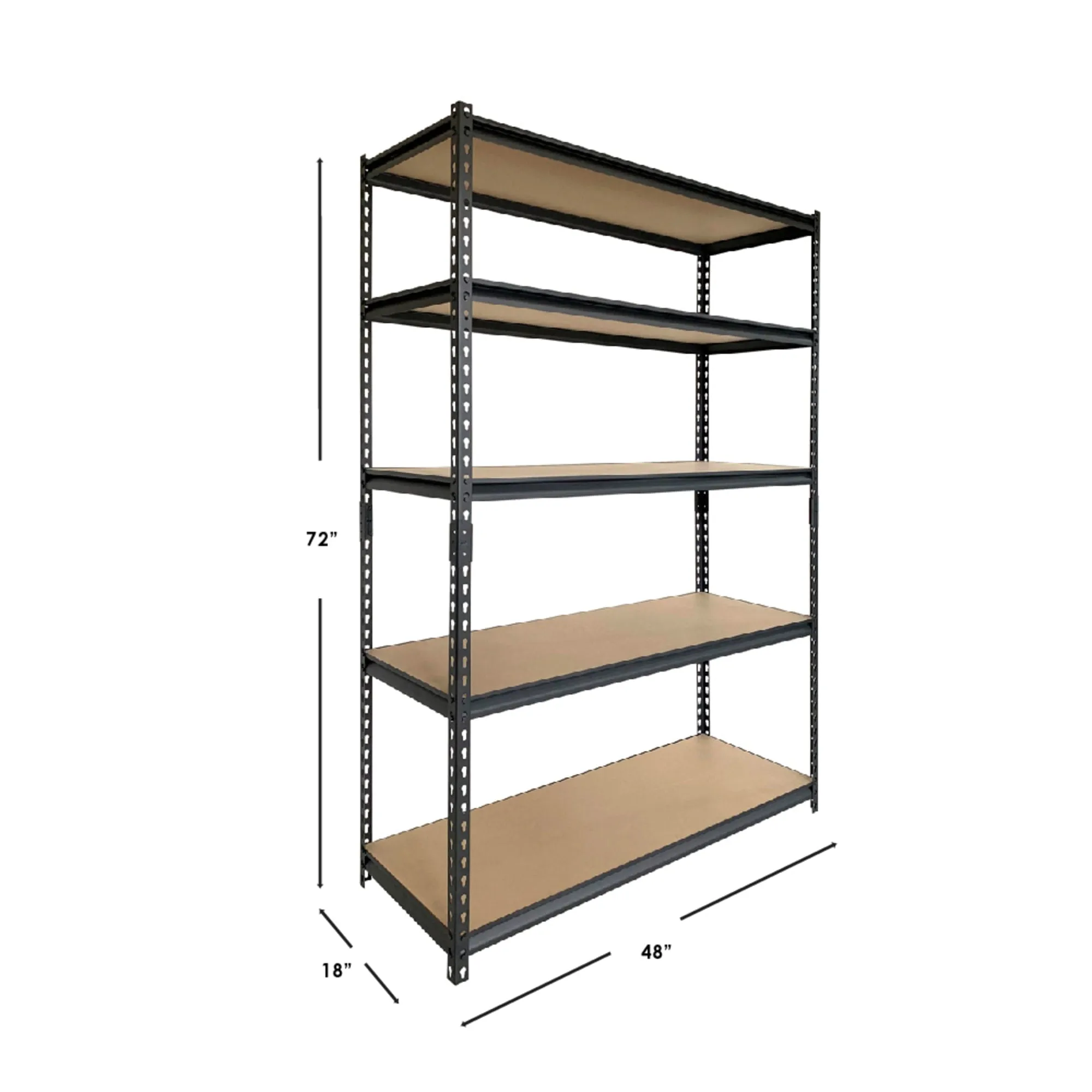 Quick Assembly 5 Tier Heavy Duty Shelf, (47" x 72"), Black