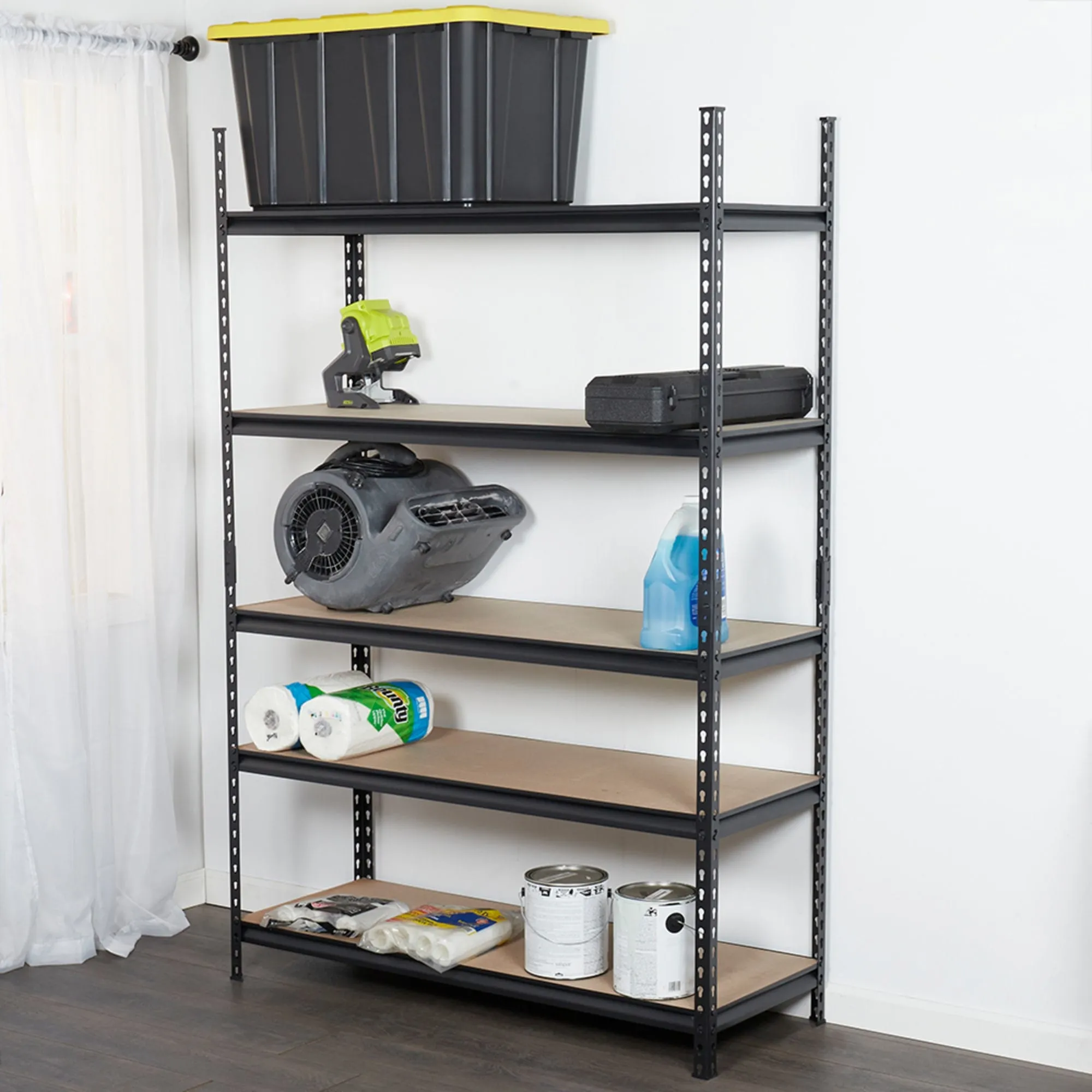 Quick Assembly 5 Tier Heavy Duty Shelf, (47" x 72"), Black