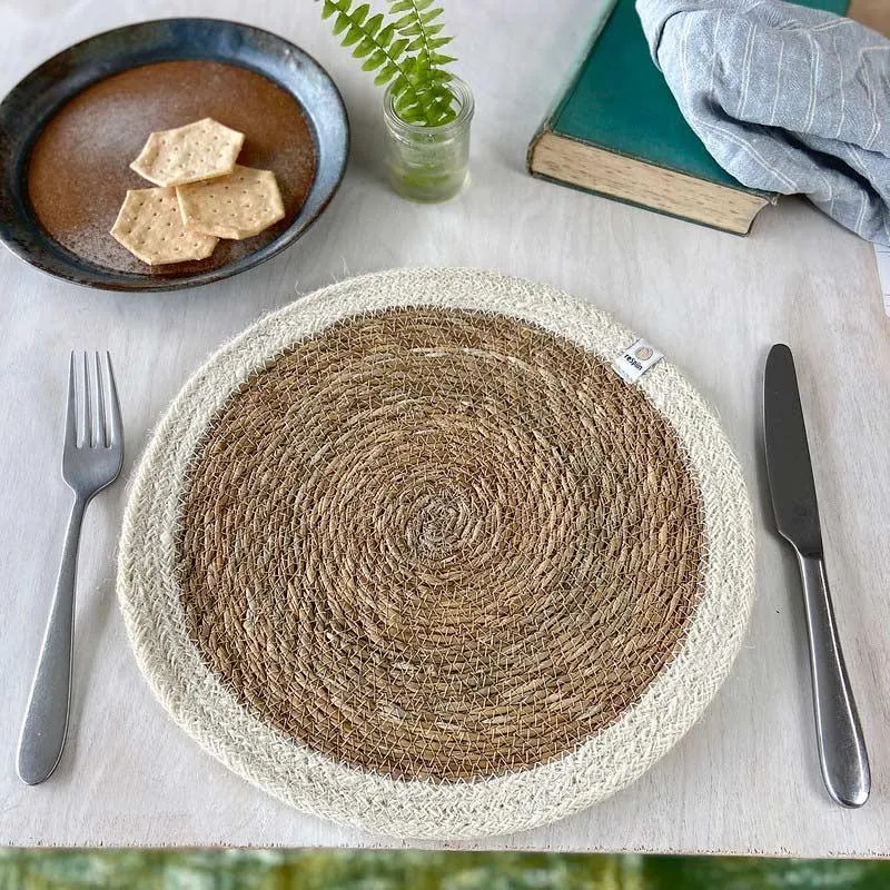 Seagrass & Jute Tablemat - White