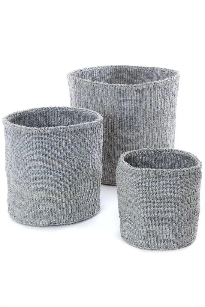 Set of 3 African sisal storage and planter baskets