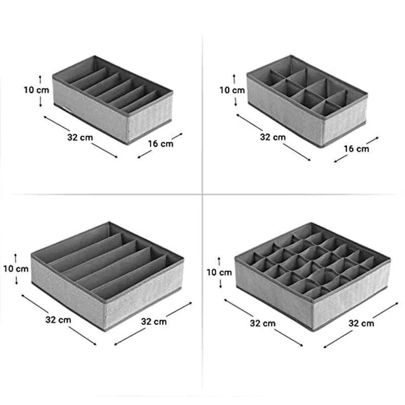 Set of 4 Drawer Organisers Underwear Storage Boxes HA-8