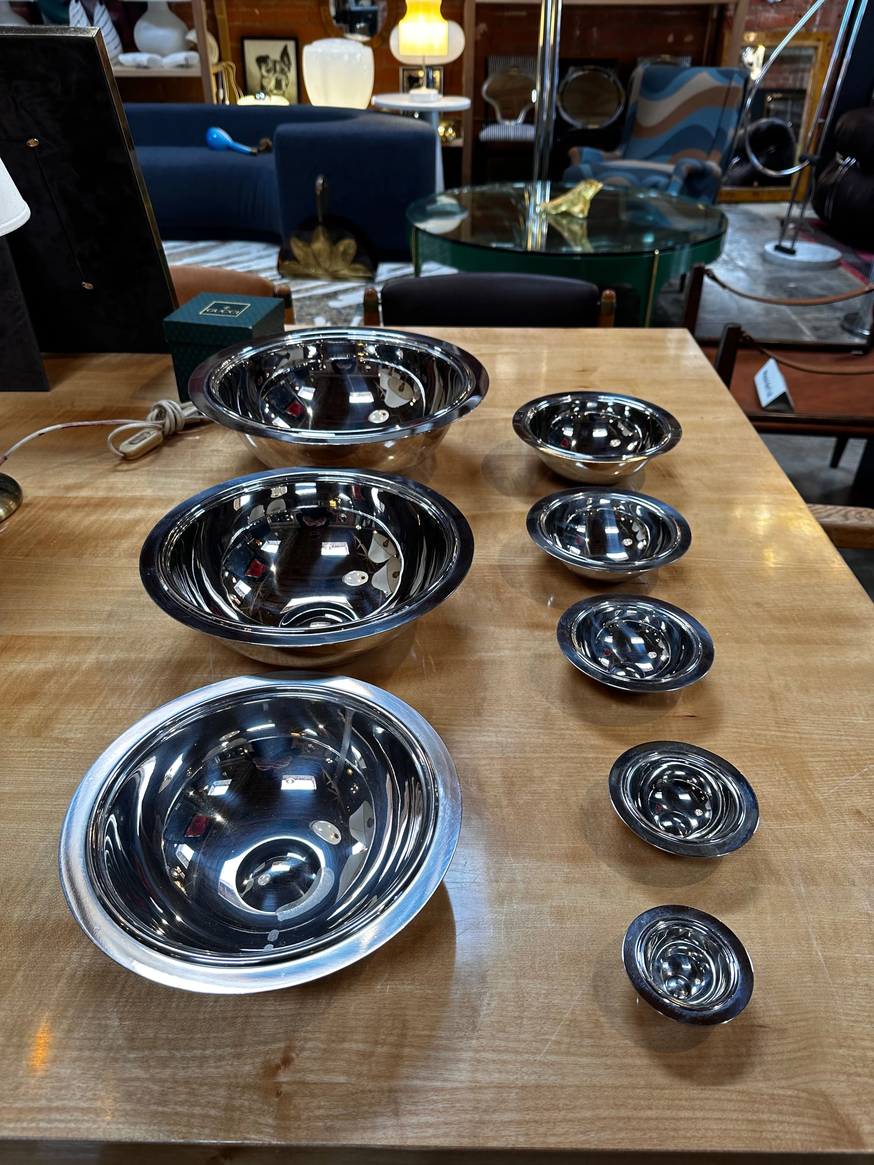 Set of 8 Italian  Silver Decorative Bowls 1980s