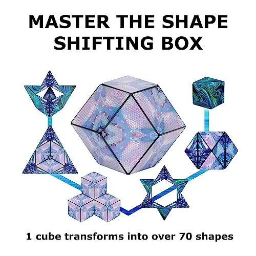 SHASHIBO Shape Shifting Box - Award-Winning, Patented Fidget Cube w/ 36 Rare Earth Magnets - Transforms Into Over 70 Shapes, Download Fun in Motion Toys Mobile App (Artist Series - Mystic Ocean)