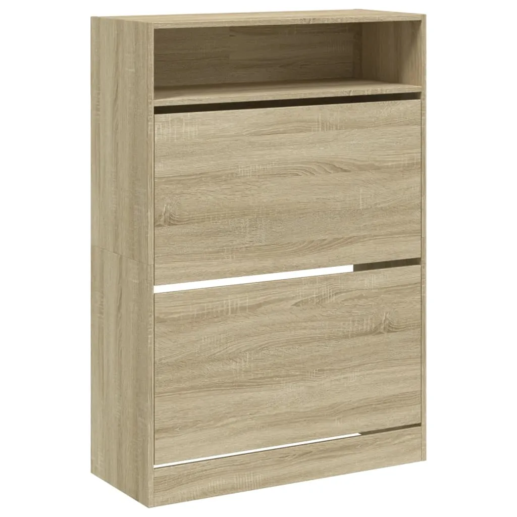 Shoe Cabinet with 2 Flip-Drawers Sonoma Oak 80x34x116 cm