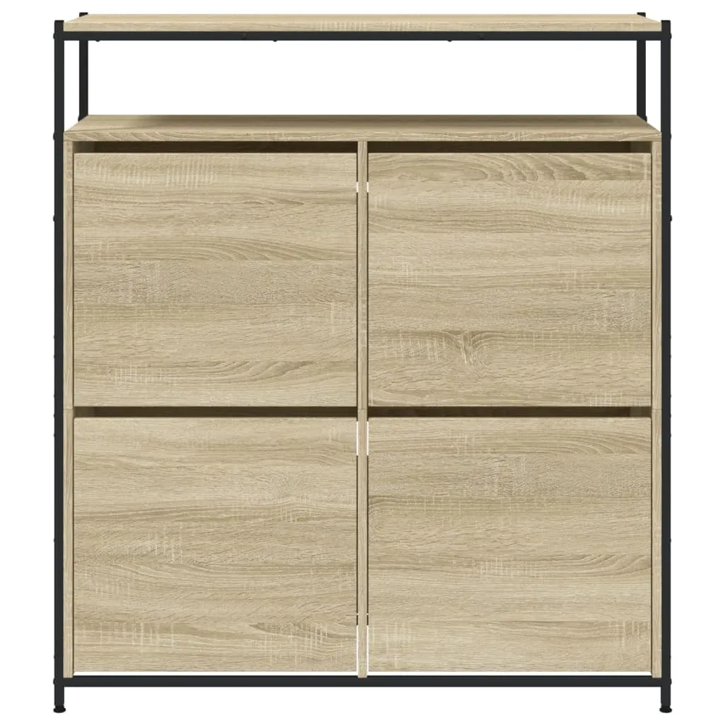 Shoe Cabinet with 4 Flip-Drawers Sonoma Oak 100x34x112 cm