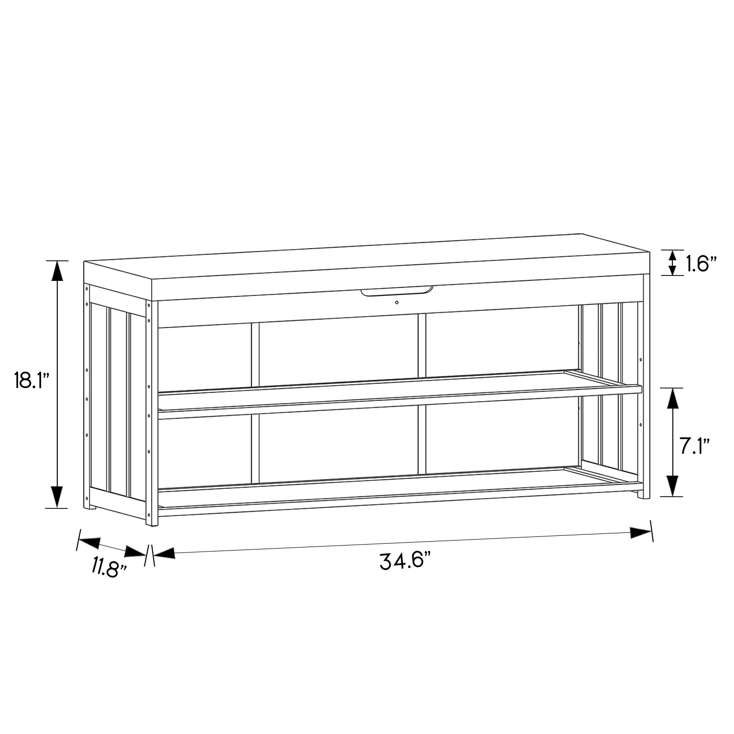 Shoe Rack Organizer Cabinet - Changing Bench - with Upholstered Flip-Open Storage - 2 Tier - Brown