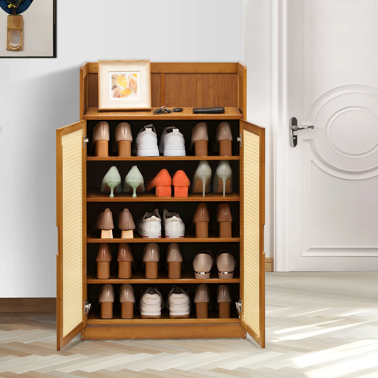 Shoe Storage - 6 Tiers 2 door - Brown