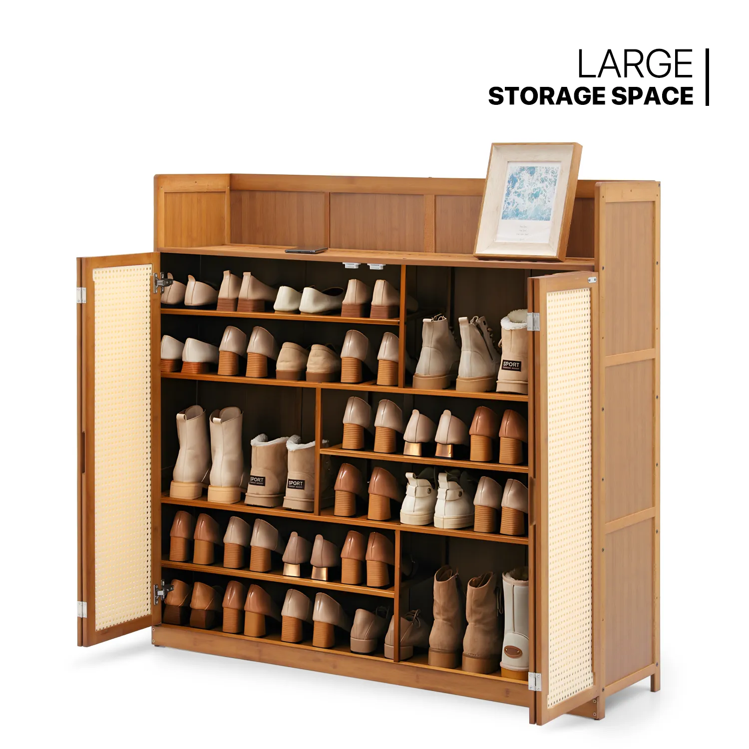 Shoe Storage - 7 Tiers 4 door - Brown