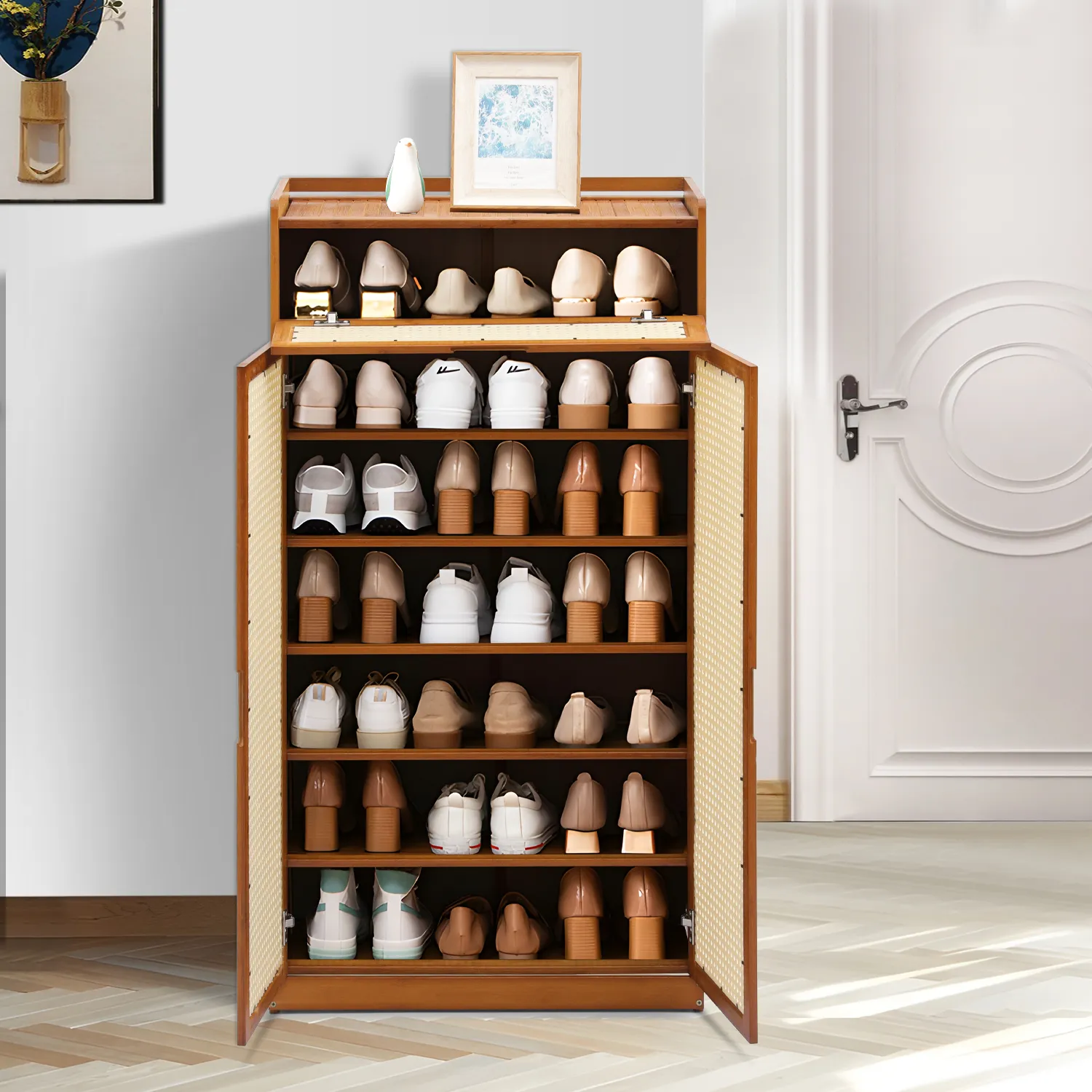 Shoe Storage - 8 Tiers 2 door - Brown