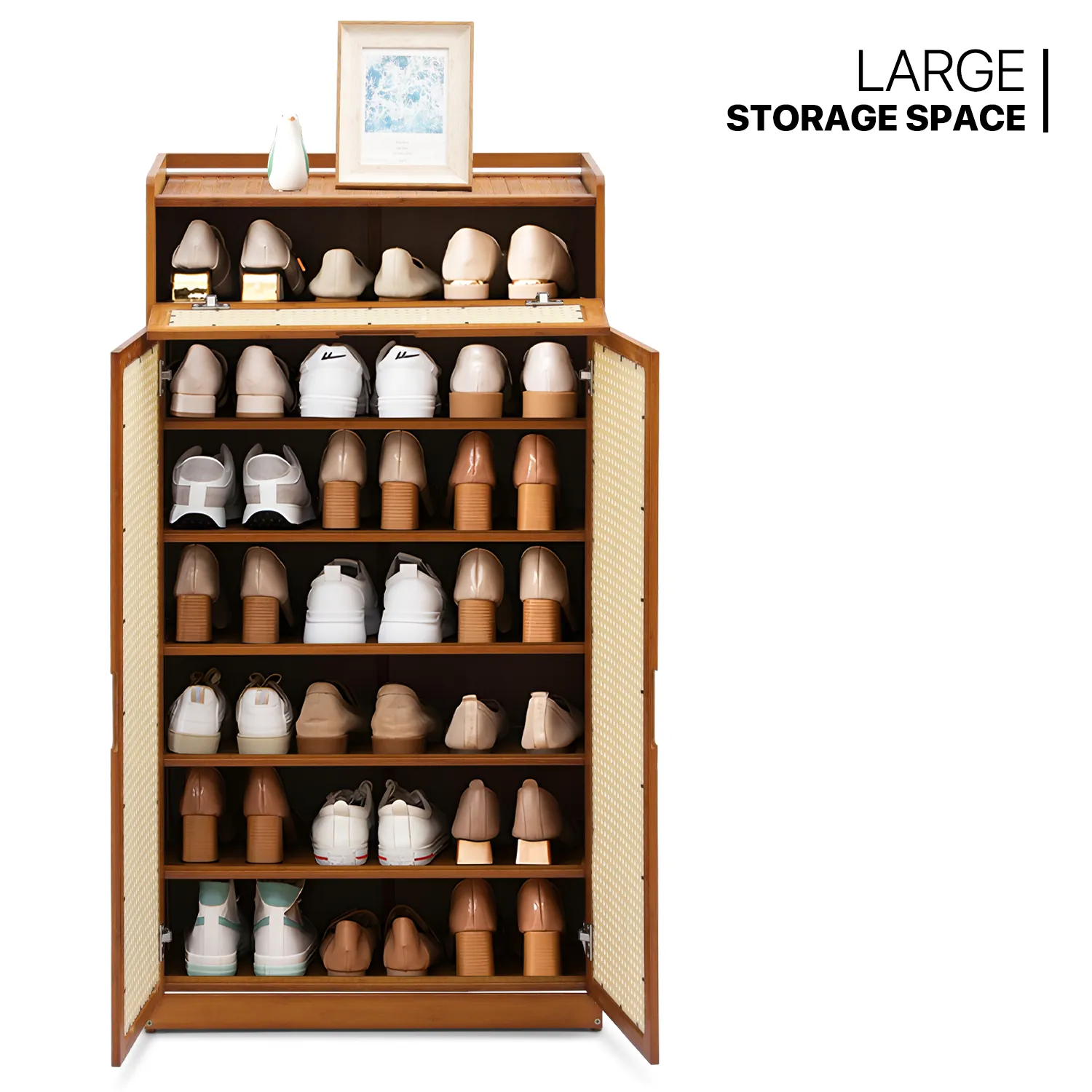 Shoe Storage - 8 Tiers 2 door - Brown