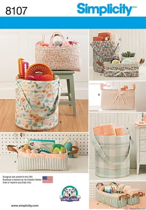 Simplicity Pattern S8107 Bucket, Basket & Tote Organizers