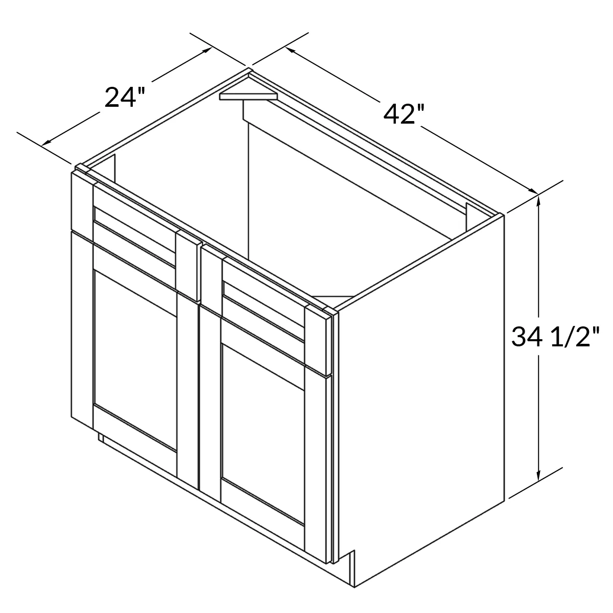 Sink Base Kitchen Cabinet SB42 Alpina White LessCare 42 in. width 34.5 in. height 24 in. depth