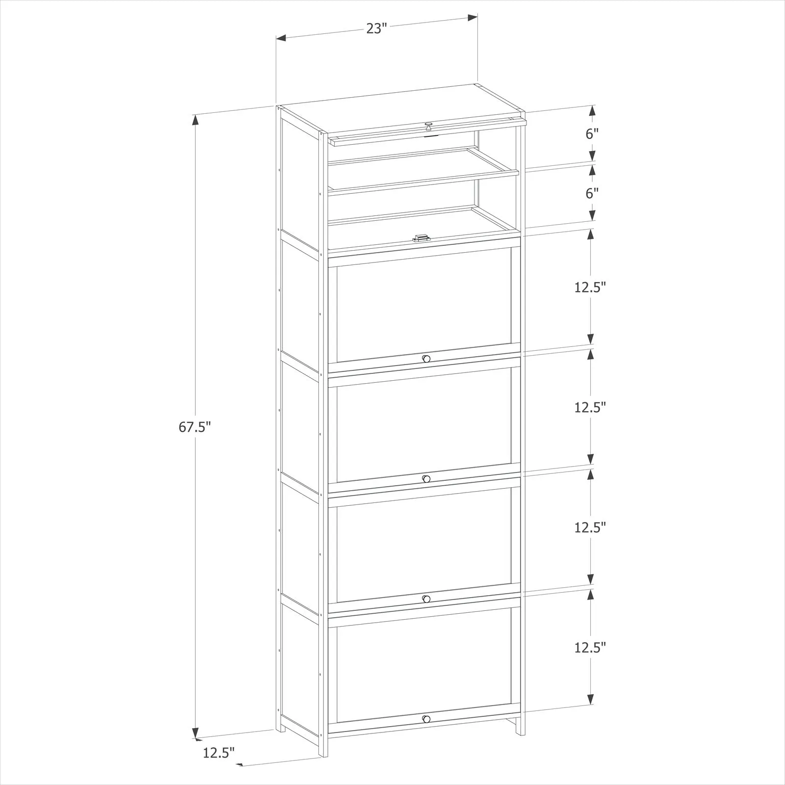 Slide Up Door Entryway Shoe Cabinet - 11 Tier - Brown