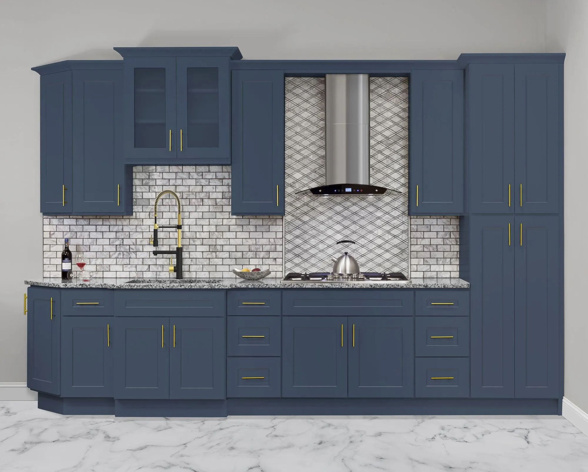 Square Corner Wall Blind Reversible Kitchen Cabinet SC2436 Danbury Blue LessCare 24 in. width 36 in. height 12 in. depth