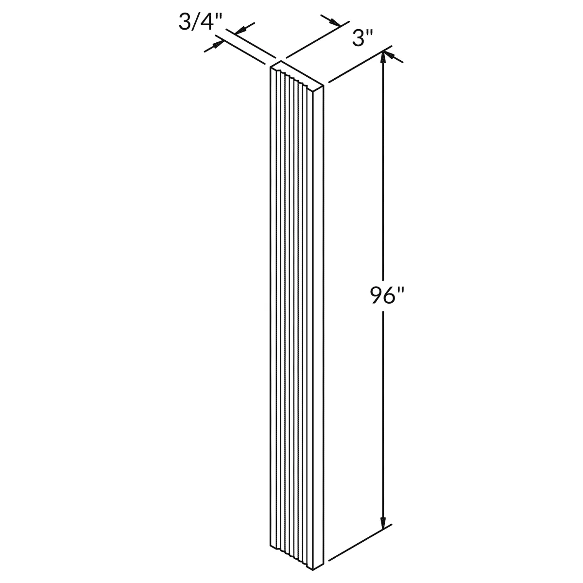 Straight Fluted Filler FF396 Milan Pearl 3 in. width 96 in. height 0.75 in. depth