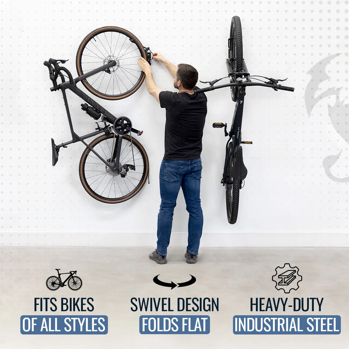 Swivel Mount Bike Storage Rack | Garage Wall Hook | Mud