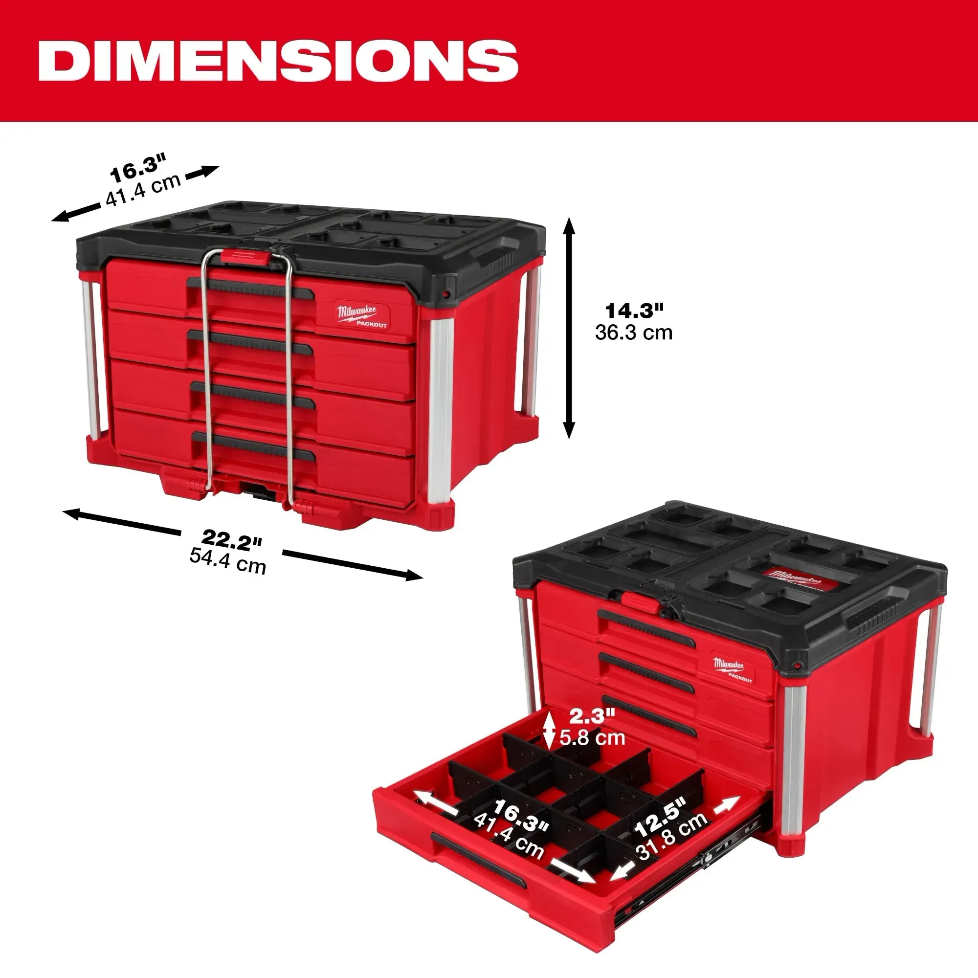 Tool Box - Milwaukee PACKOUT™ 4-Drawer Tool Box, 48-22-8444