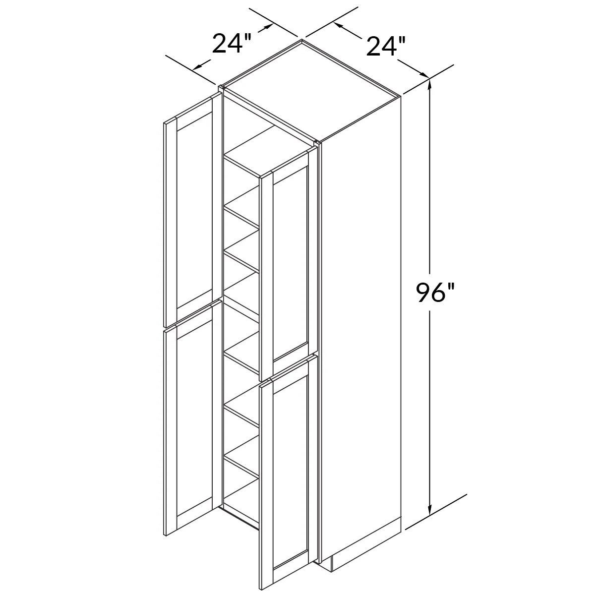 Utility Kitchen Cabinet U2496 Milan Slate 24 in. width 96 in. height 24 in. depth