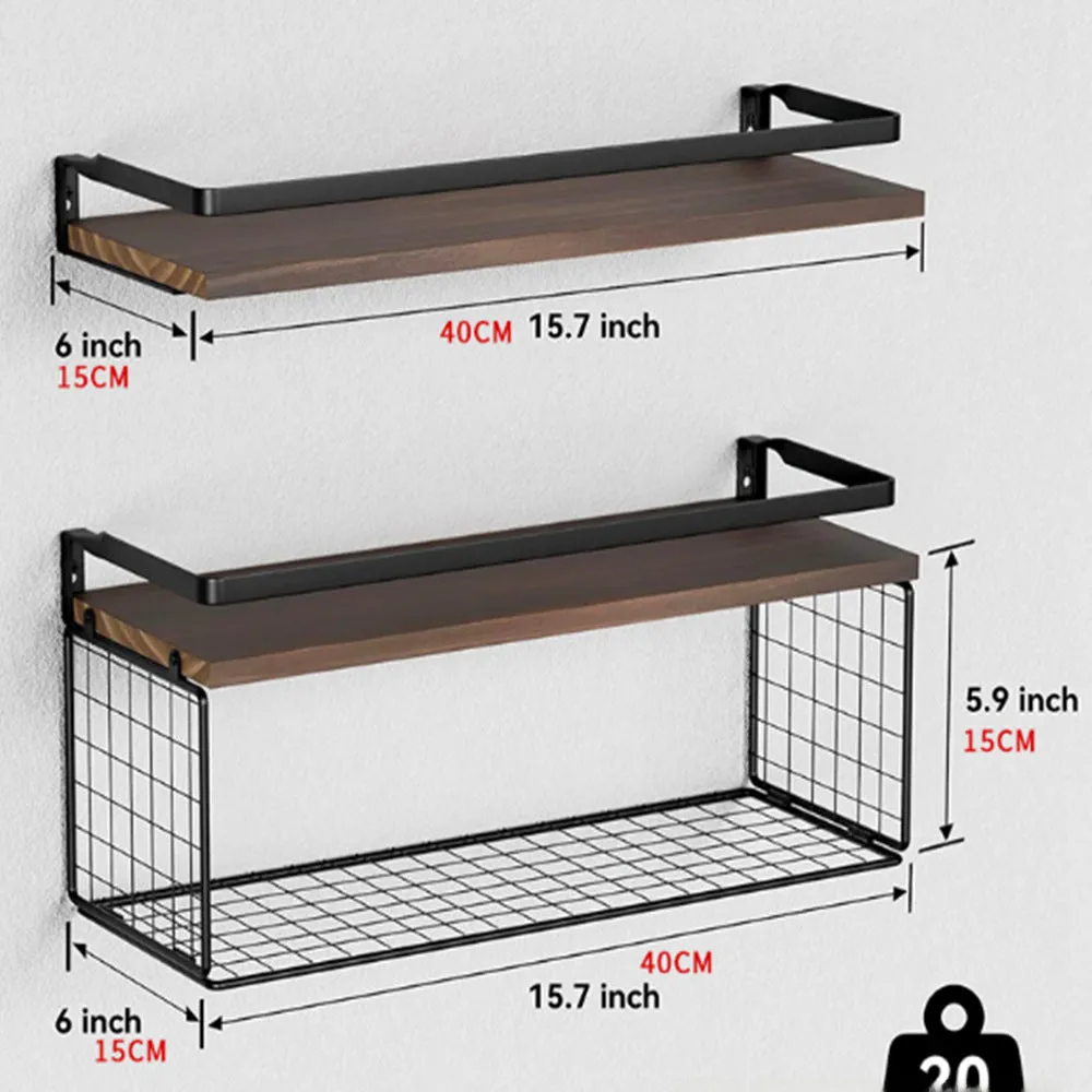 Versatile Wall-Mounted Floating Shelf with Storage Baskets