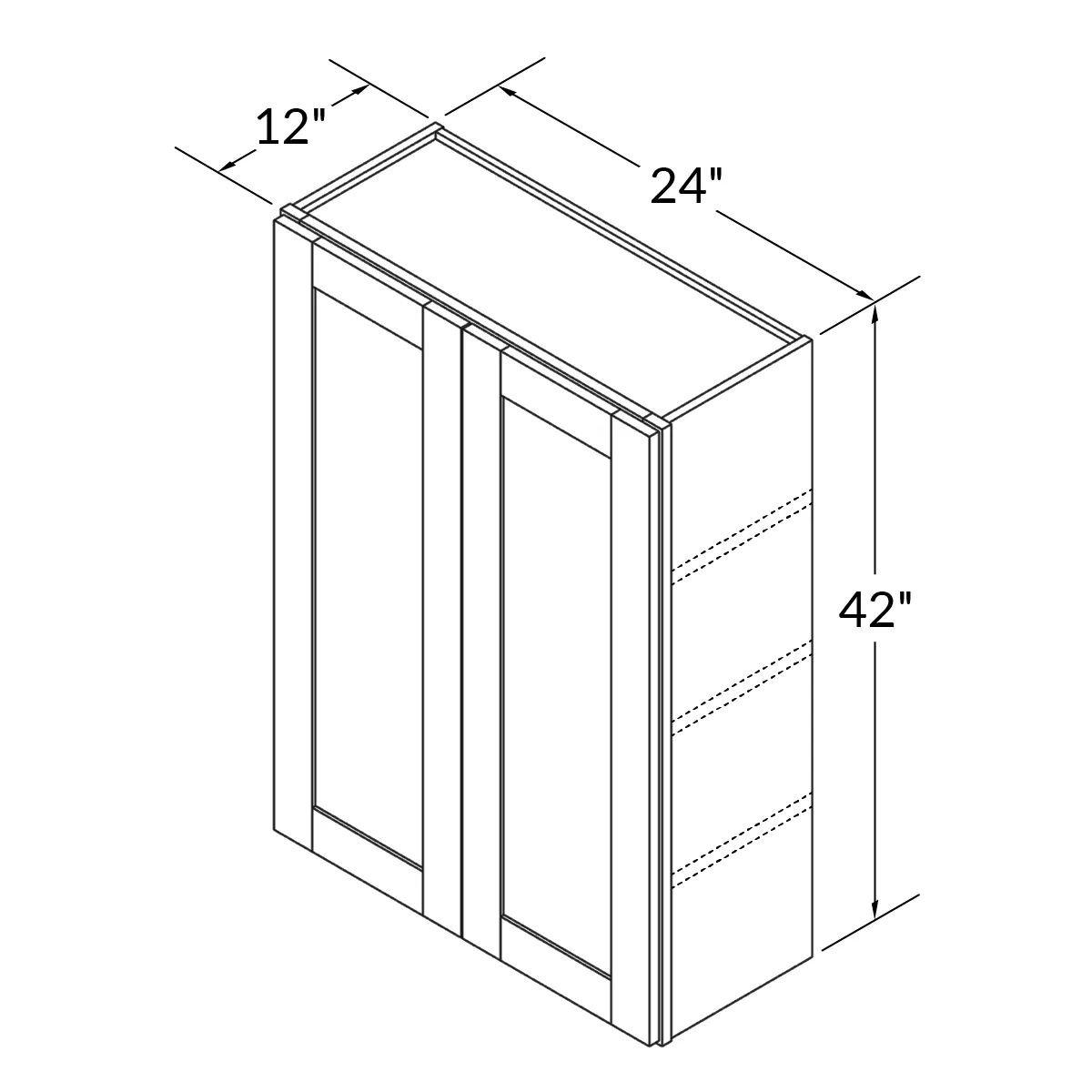 Wall Kitchen Cabinet W2442 Milan Pearl 24 in. width 42 in. height 12 in. depth