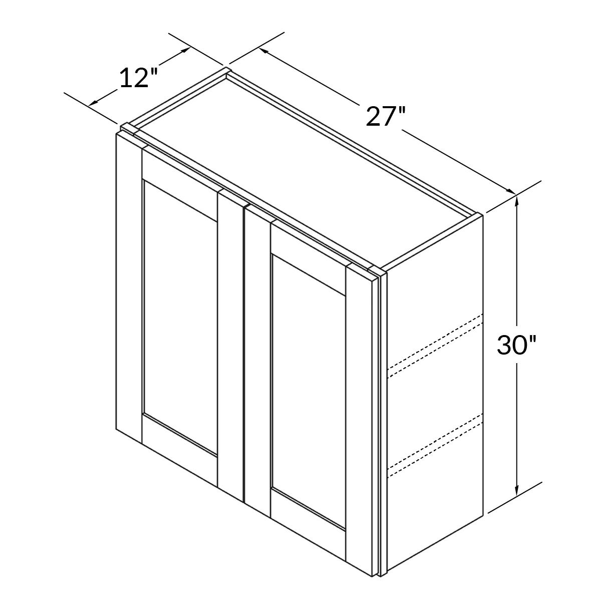 Wall Kitchen Cabinet W2730 Milan Slate 27 in. width 30 in. height 12 in. depth