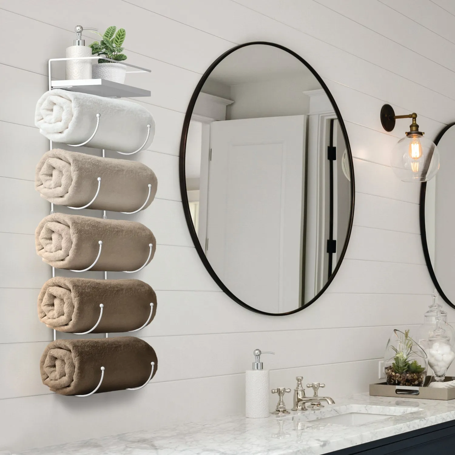 Wall Mounted Towel Rack with Shelf